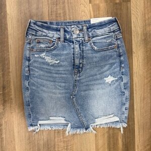 American Eagle Outfitters Size 00 Frayed Hem Denim Mini Skirt
